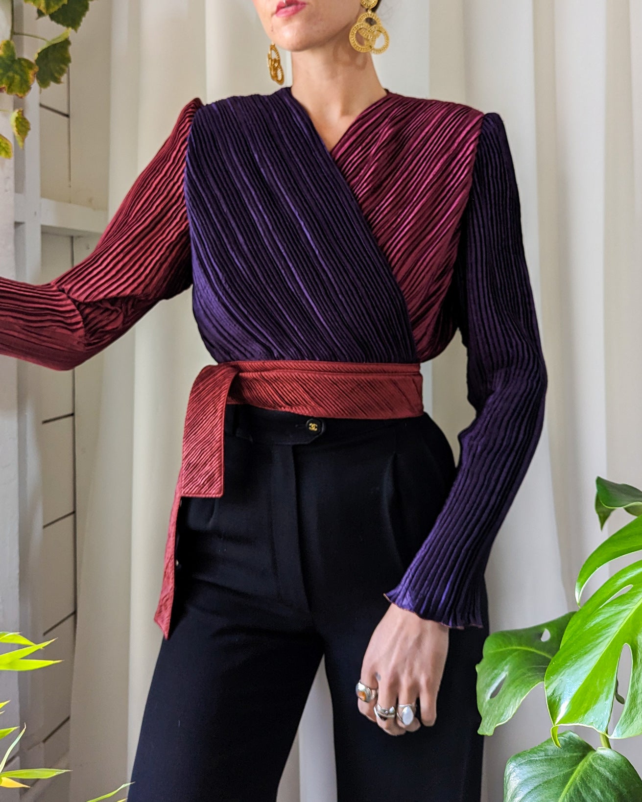 80s Jeanne Marc Plisse Bodysuit