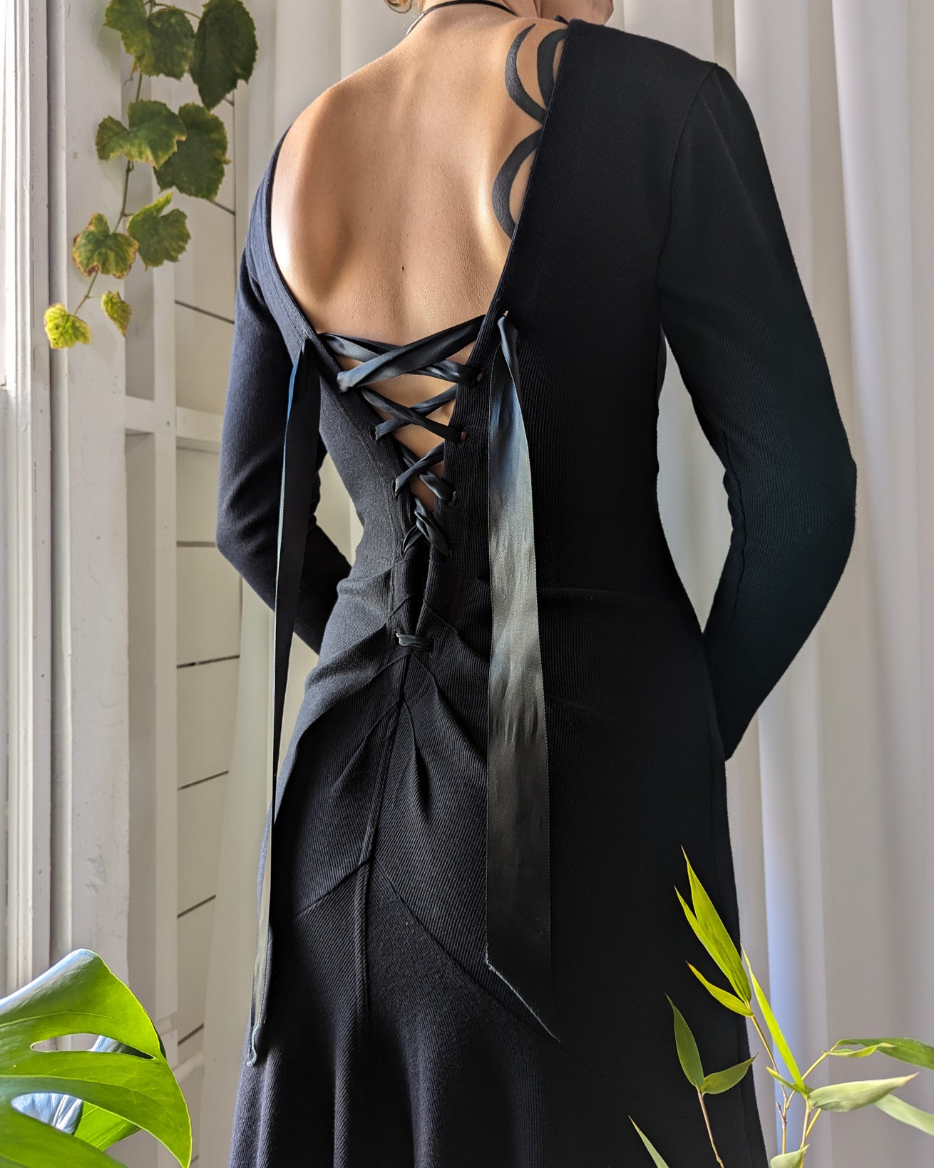 80s Karen Alexander Corset Back Dress | S 80s Karen Alexander Corset Back Dress | S
