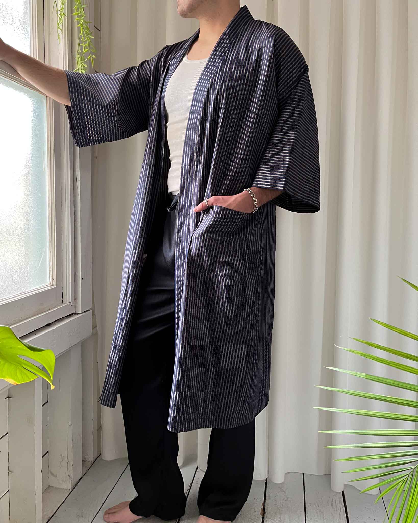 80s Dior Striped Robe - Lucky Vintage