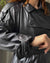 90s Begedor Gunmetal Leather Trench