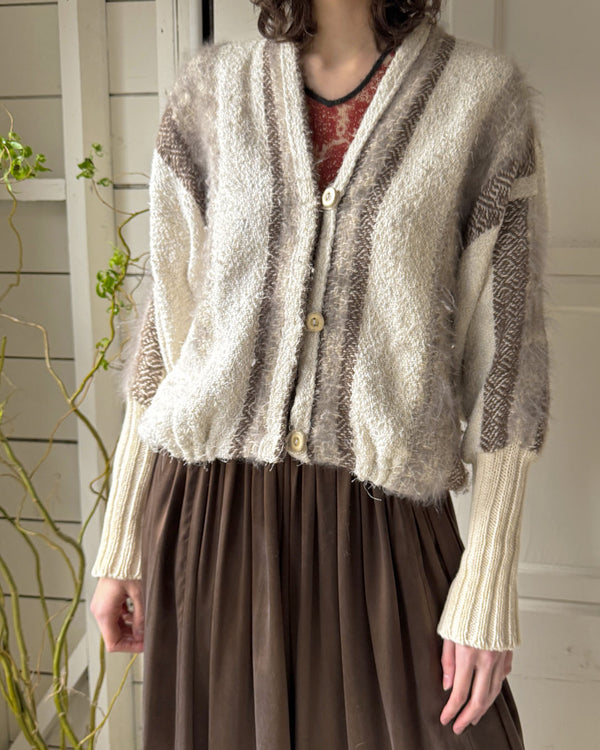 80s Artsy Woven Cardigan | M-L - Lucky Vintage