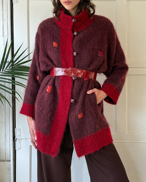 90s Handwoven Sweater Coat | M-L