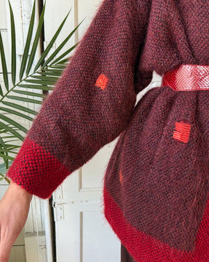 90s Handwoven Sweater Coat | M-L