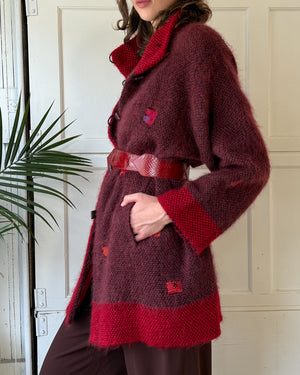 90s Handwoven Sweater Coat | M-L