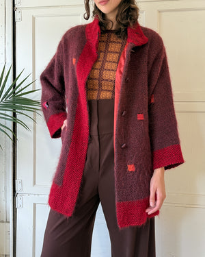 90s Handwoven Sweater Coat | M-L