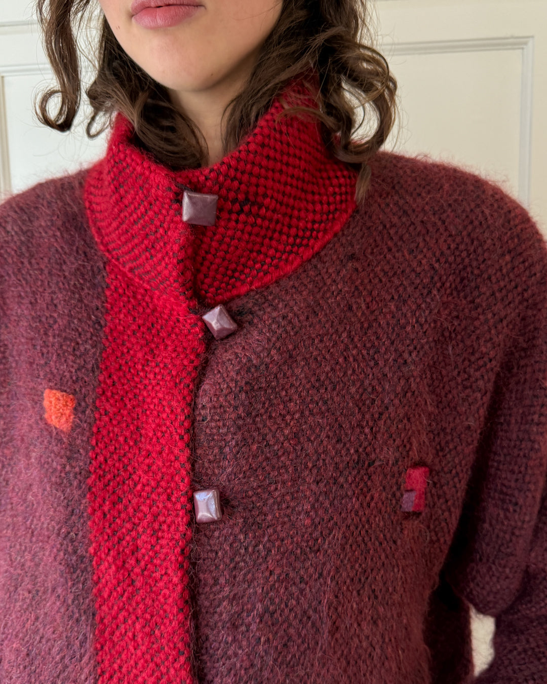 90s Handwoven Sweater Coat | M-L