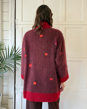 90s Handwoven Sweater Coat | M-L