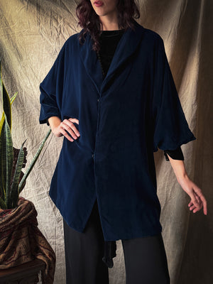 80s Velvet Cocoon Coat | M-L