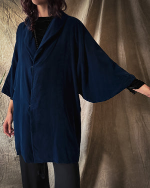 80s Velvet Cocoon Coat | M-L