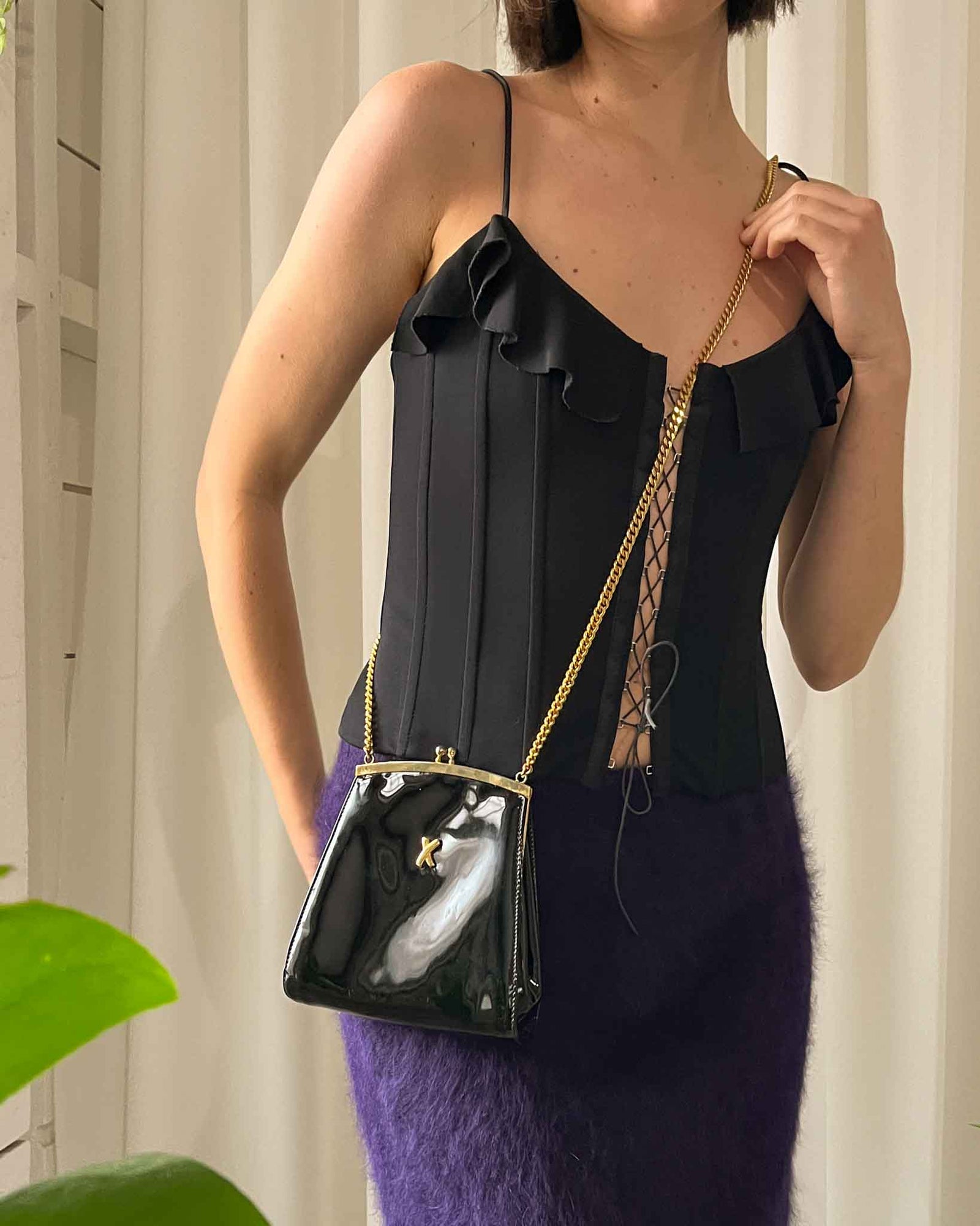 80s Paloma Picasso Patent Chain Purse