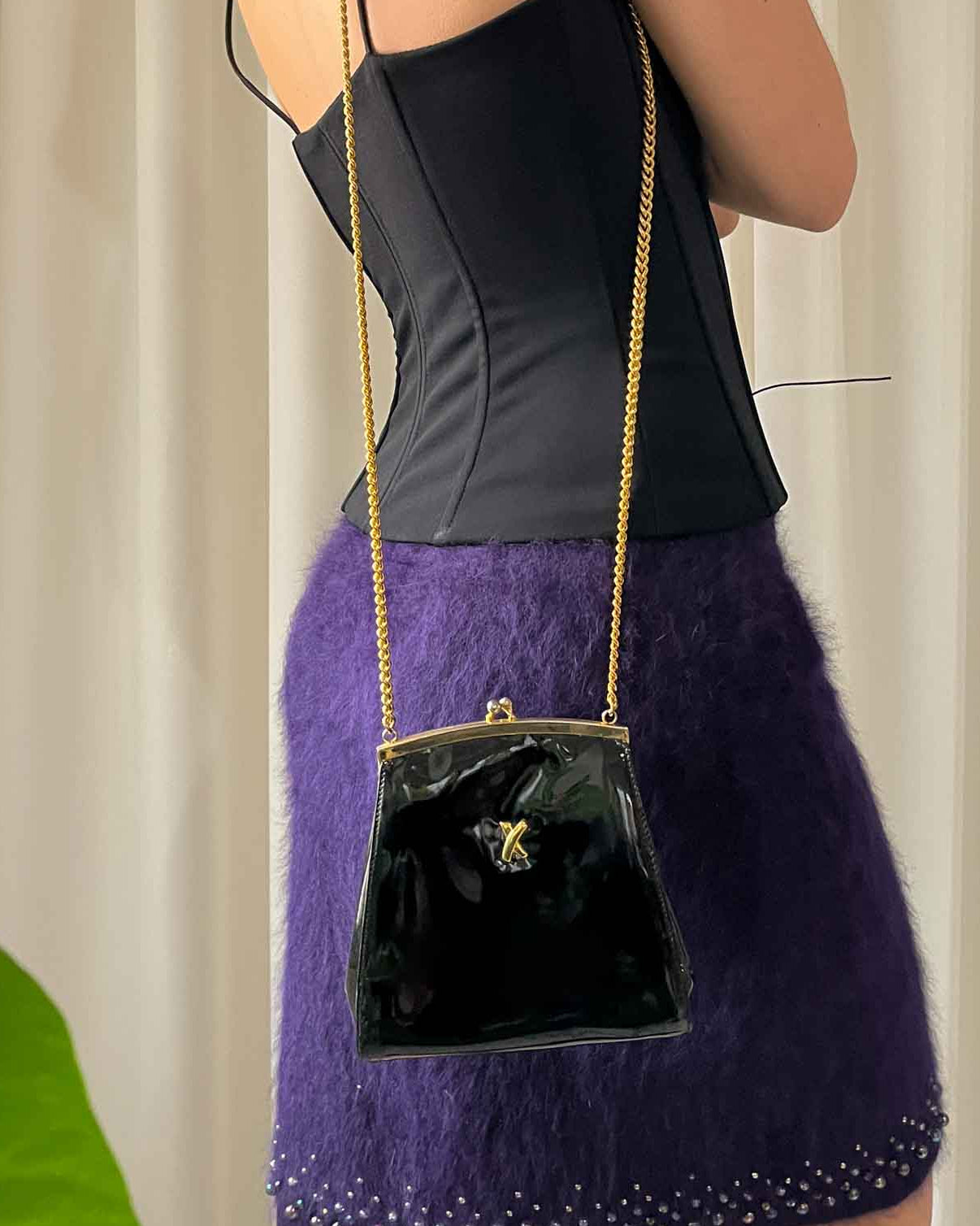 Paloma Picassoチェーンショルダー Paloma Picasso パロマ・ピカソ レザーチェーンショルダーバッグ 黒