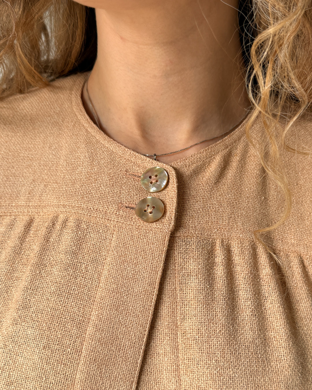 80s Peach Woven Silk Jacket | S-M