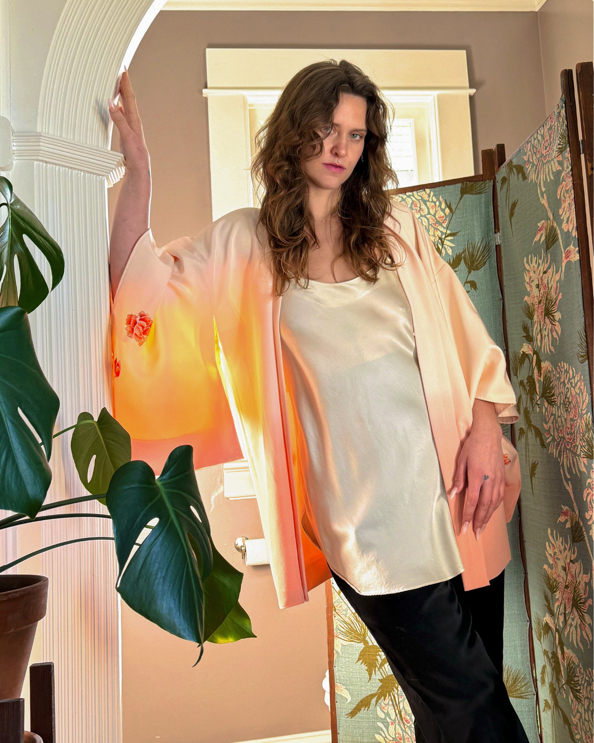 80s Silk Haori Kimono | S-L