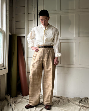 80s Woven Raw Silk Pants | 34x33