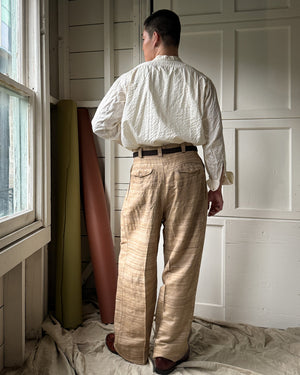80s Woven Raw Silk Pants | 34x33