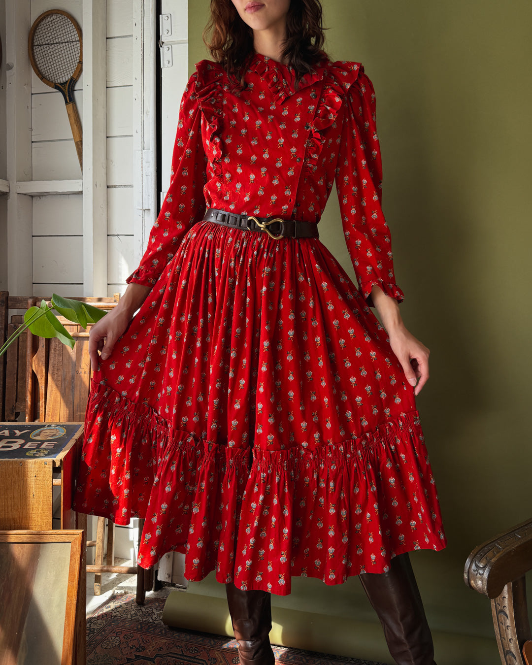70s Floral Ruffle Ensemble | M