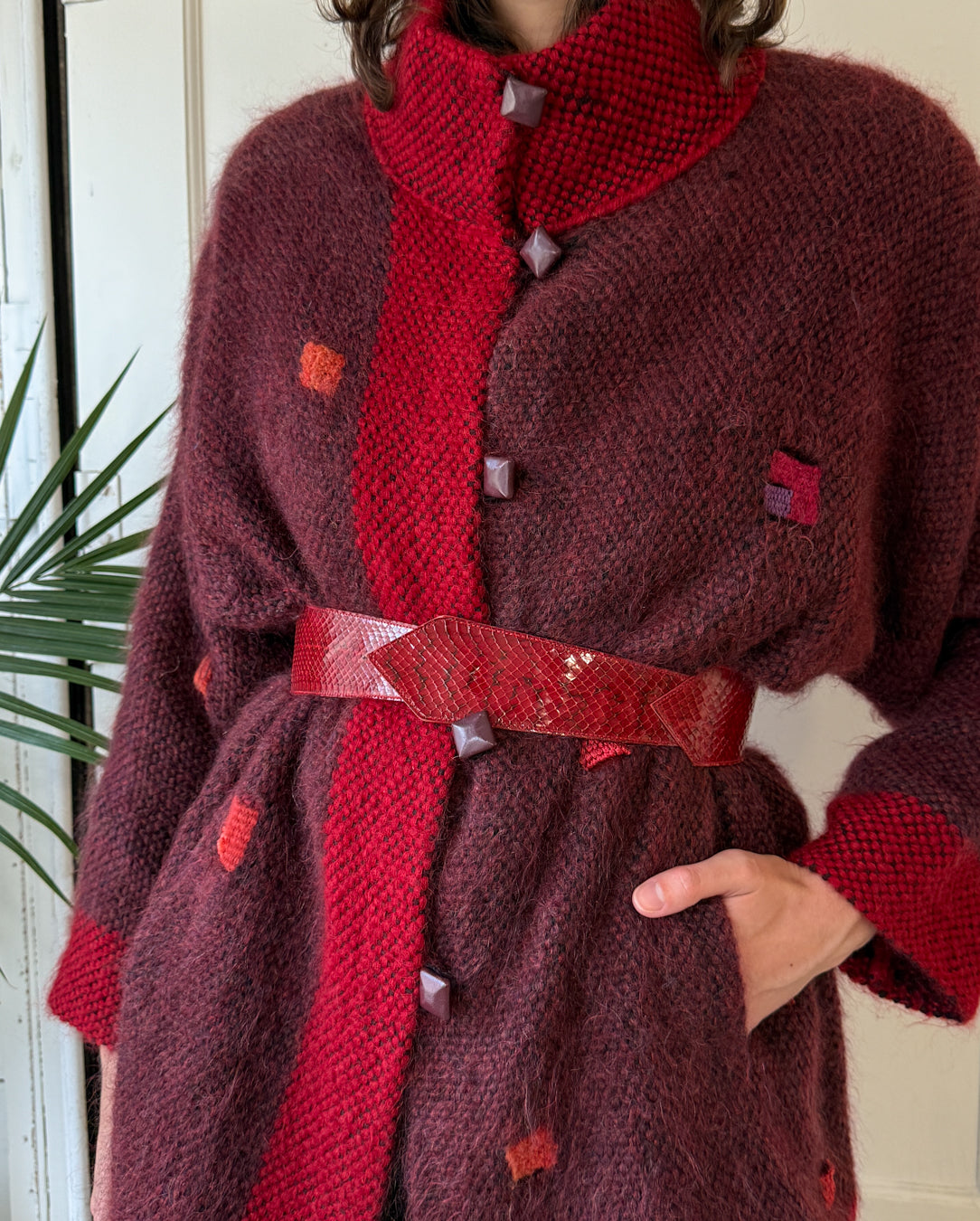 60s Red Snakeskin Belt - Lucky Vintage display picture 1