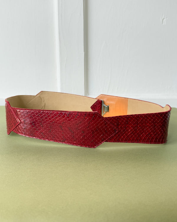 60s Red Snakeskin Belt - Lucky Vintage display picture 1