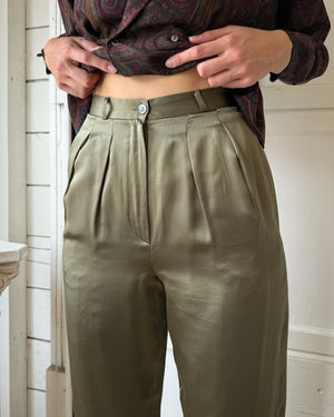 80s Anne Klein Silk Trousers | S
