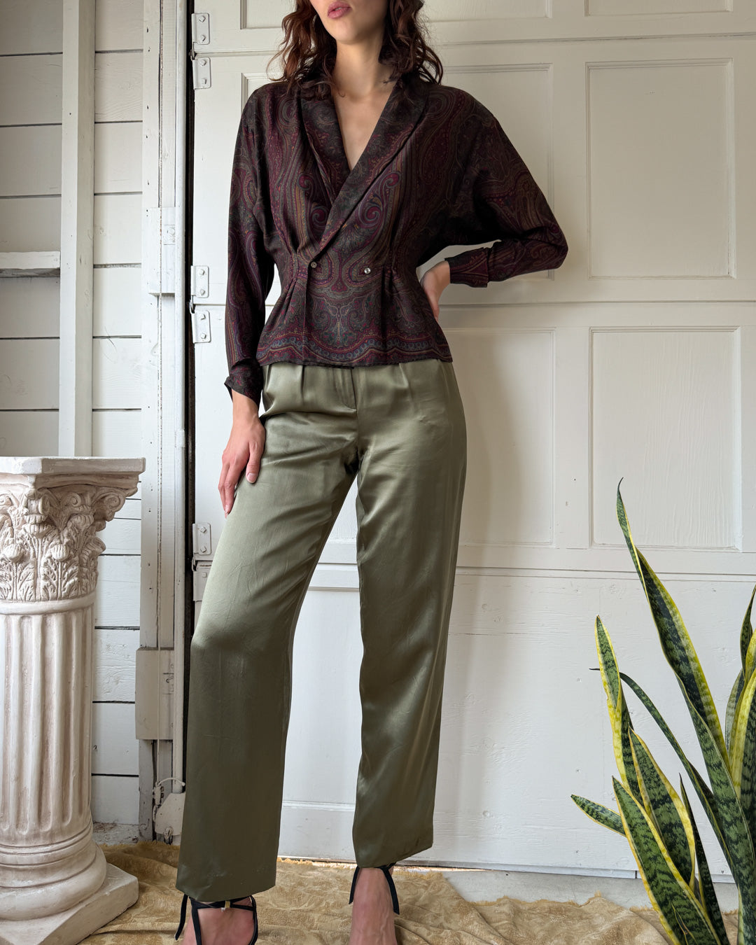 80s Anne Klein Silk Trousers | S