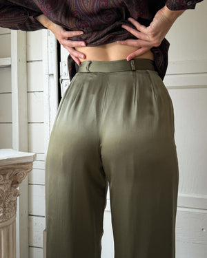 80s Anne Klein Silk Trousers | S