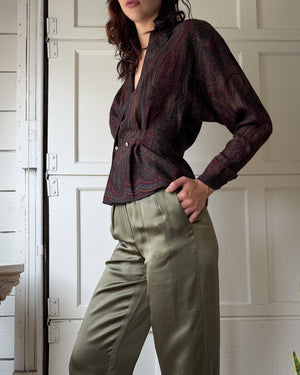 80s Anne Klein Silk Trousers | S