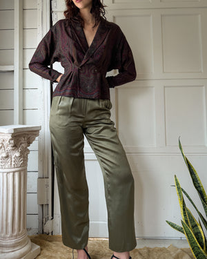 80s Anne Klein Silk Trousers | S