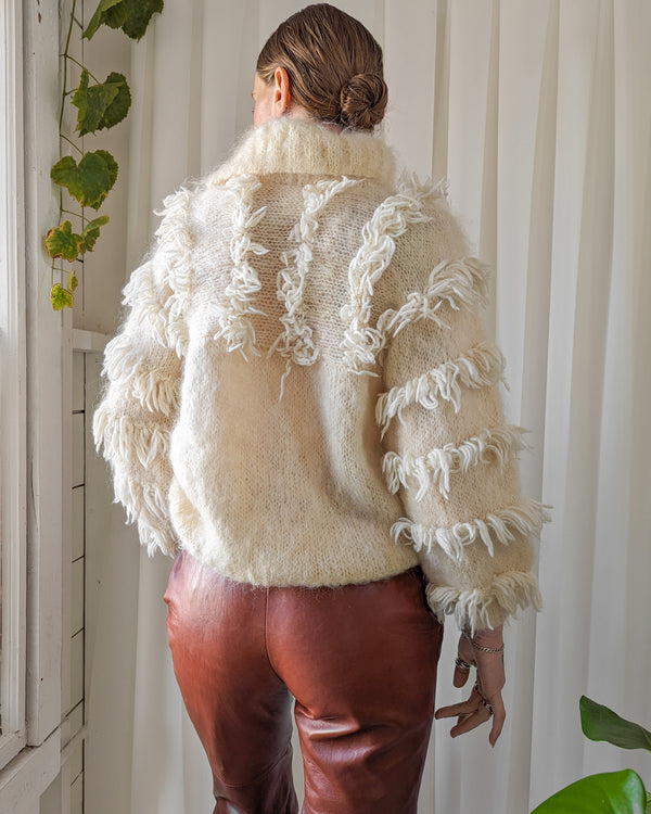 ♡ 80´s white mohair shaggy knitsweater ♡