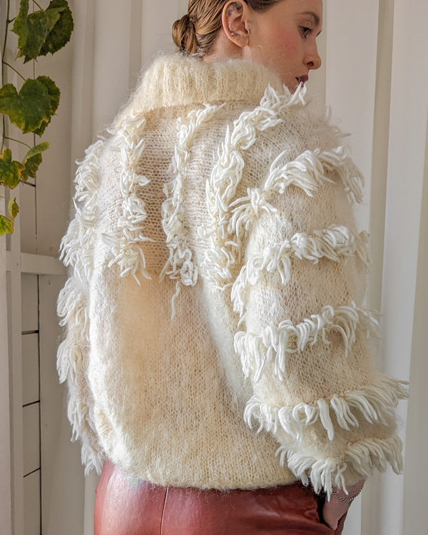 ♡ 80´s white mohair shaggy knitsweater ♡