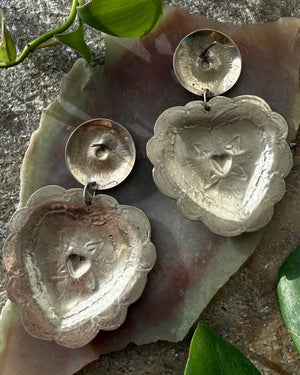 Sterling Heart Concho Earrings