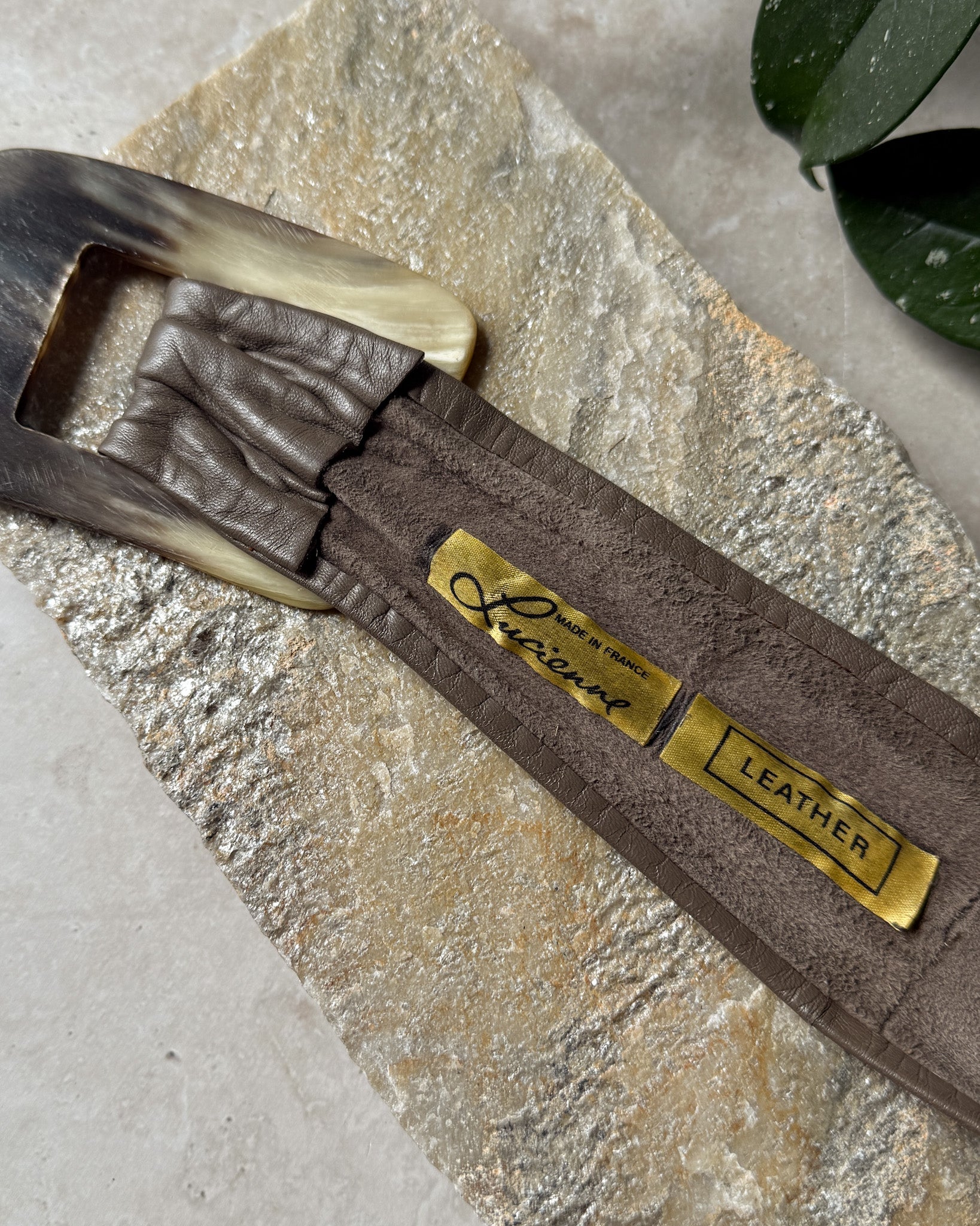 80s Taupe Leather & Horn Belt