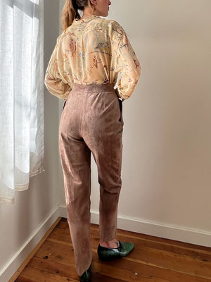 80s Taupe Suede Pants | M