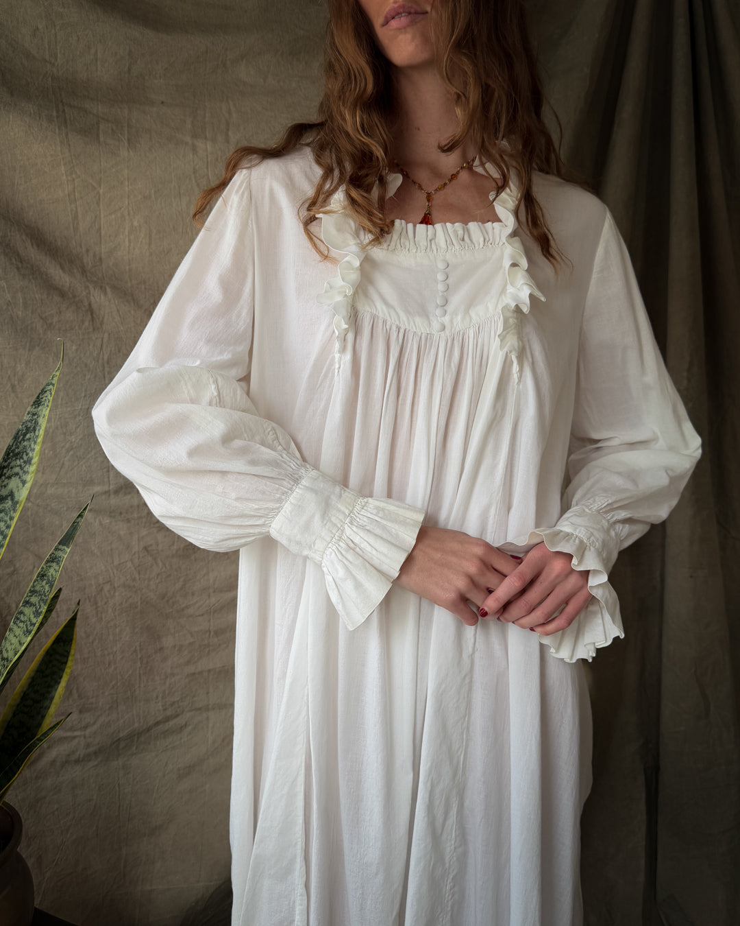 cotton nightwear dress Victorian Style Nightgown