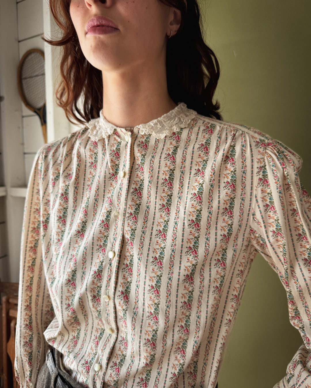 80s Ralph Lauren Floral Cotton Blouse | M-L