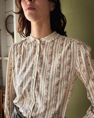 80s Ralph Lauren Floral Cotton Blouse | M-L