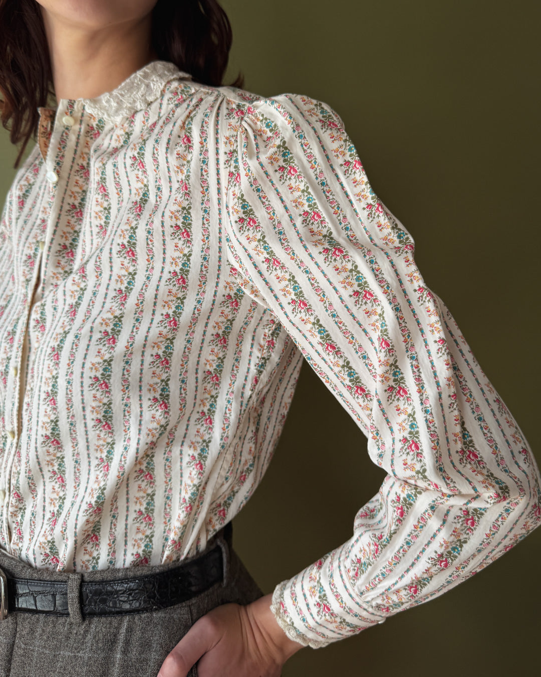 80s Ralph Lauren Floral Cotton Blouse | M-L