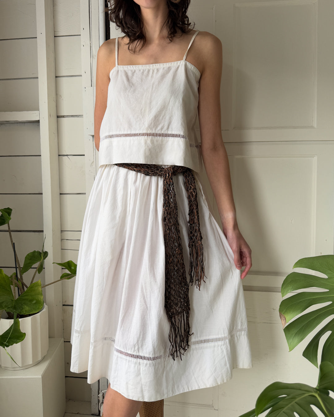 80s Cotton Cutwork Ensemble | S