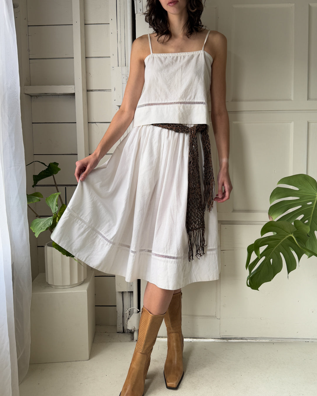 80s Cotton Cutwork Ensemble | S