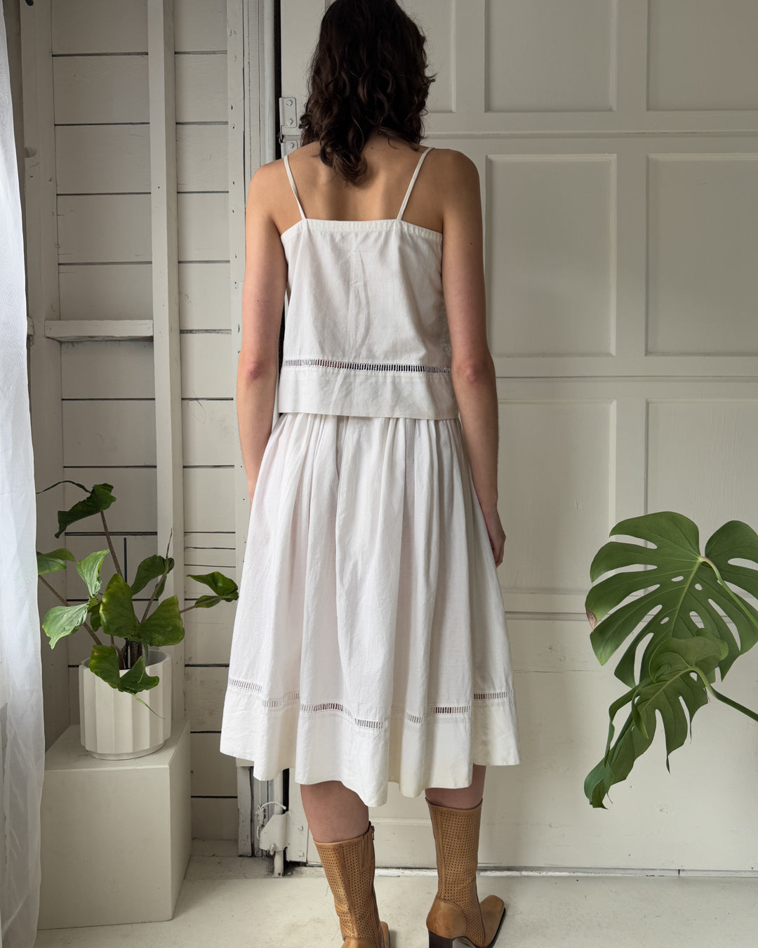 80s Cotton Cutwork Ensemble | S