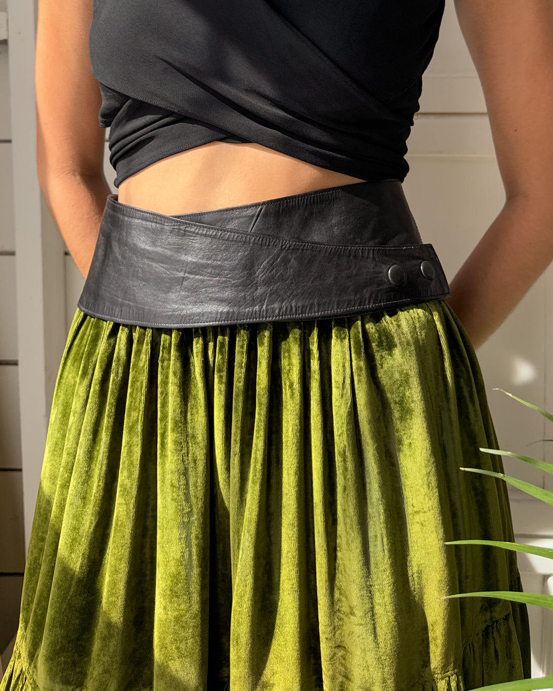 80s Wide Leather Belt | L