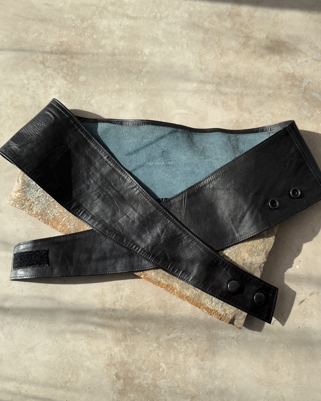 80s Wide Leather Belt | L