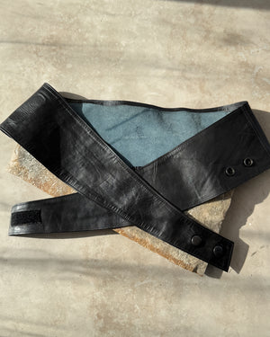 80s Wide Leather Belt | L