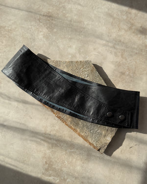 80s Wide Leather Belt | L