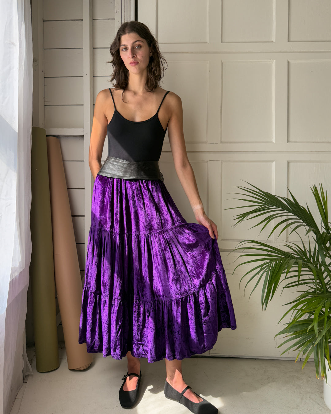 90s Violet Crushed Velvet Skirt | XS-S