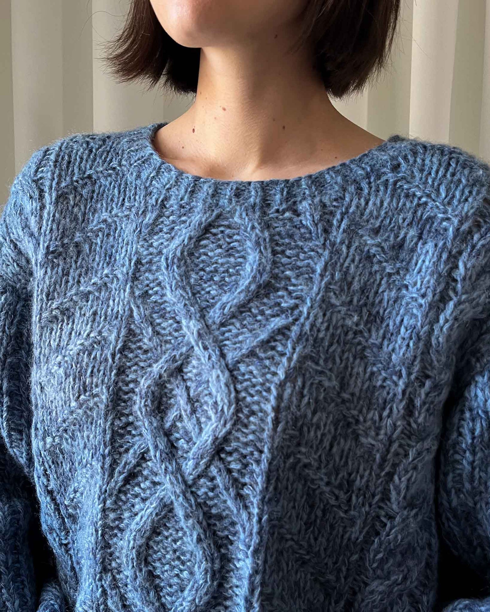 80s Chunky Blue Wool Sweater | M
