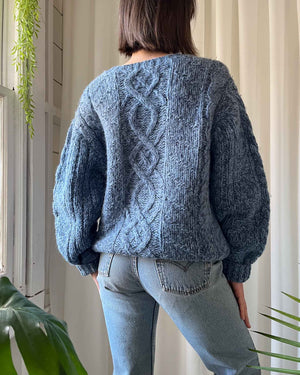 80s Chunky Blue Wool Sweater | M