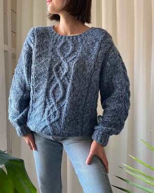 80s Chunky Blue Wool Sweater | M