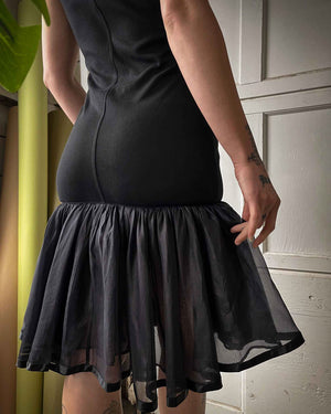 90s Black Ruffle Tank Dress | M - Lucky Vintage 90s Black Ruffle Tank Dress | M - Lucky Vintage