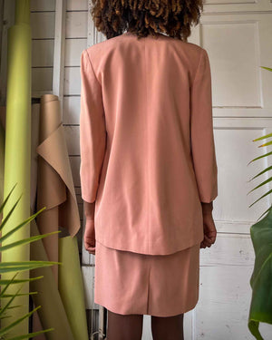 90s Pink Silk Skirt Suit