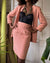 90s Pink Silk Skirt Suit
